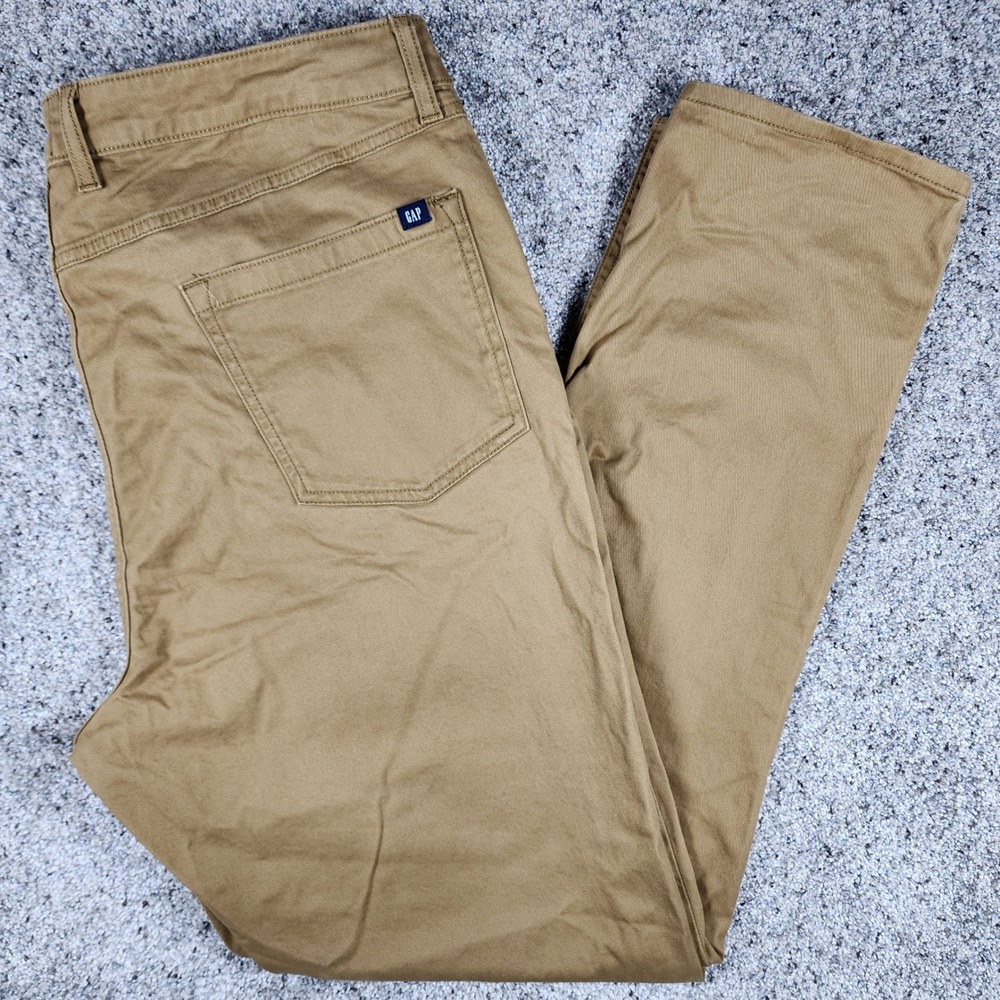 Gap Chino Pants Mens 40x32 Khaki Tan Stretch 5-Pocket Straight Leg Excellent